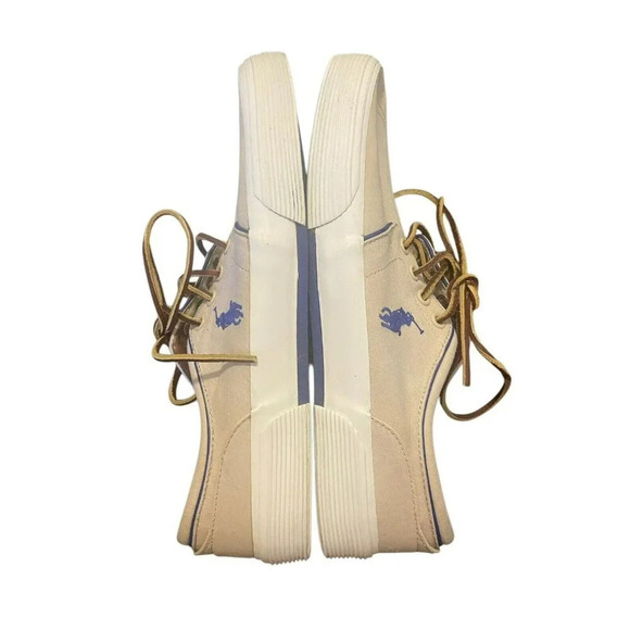 Polo Ralph Lauren Shoes Faxon Low Top Sneakers Canvas - Men’s 9.5 D - Khaki - Picture 3 of 8